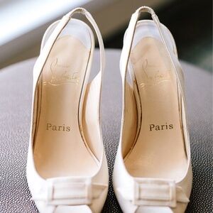 Back for Sale- Christian Louboutin Silk Crepe Sling Heels